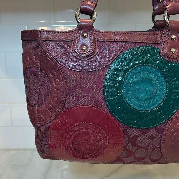 Coach Galaxy Mutlicolor Snap Head Patchwork Tote Shoulder Bag - Picture 4 of 16